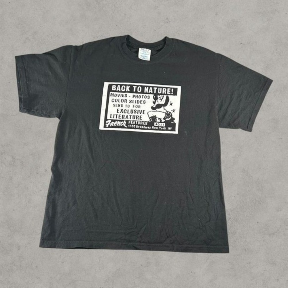 Vintage Back To Nature Shirt Mens Large Black Y2K Stripper Adult Film Movies